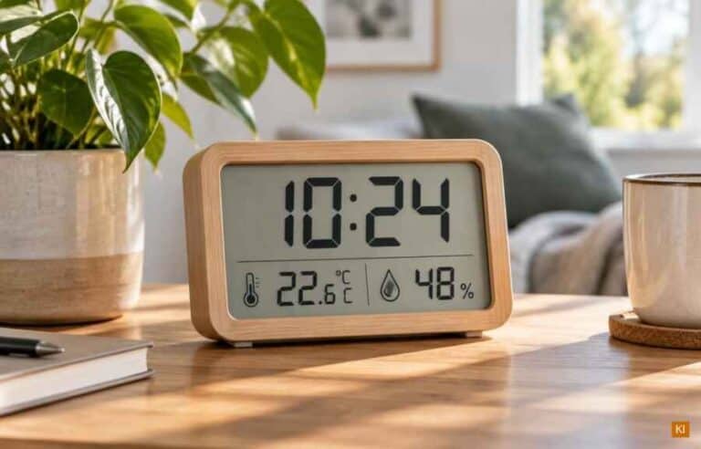 Uhr mit Anzeige von Temperatur und Luftfeuchtigkeit